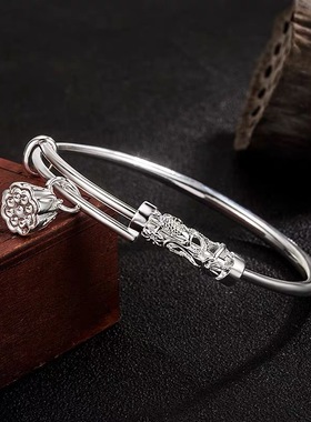 手镯女古法传承莲蓬手镯雕花仿真