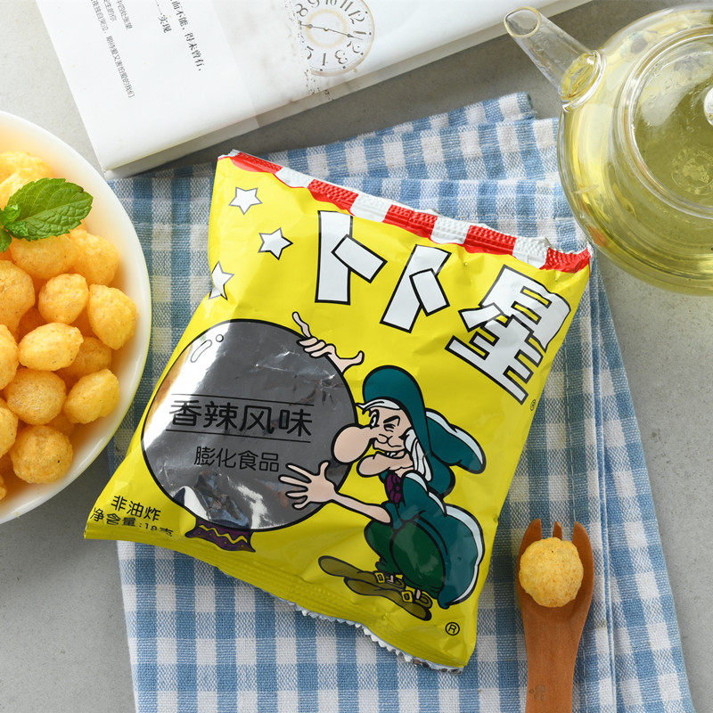 卜卜星香辣烧烤味80后怀旧小吃经典休闲小吃膨化零食品扑扑星20包_虎窝淘