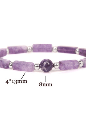 方糖水晶条 紫晶青金石手链潮男女手串 新款ins火