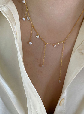 18K金锆石流苏项链不变色