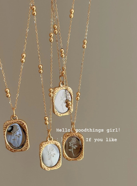 镜面玫瑰花钛钢项链不变色