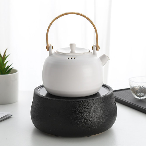惠泽轩日式手工白泥壶烧水壶家用电陶炉煮茶器陶瓷功夫茶具泡茶壶 - 图2