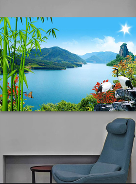 定制自然风景画自粘贴纸客厅卧室壁纸背景墙纸网红海报直播间墙贴