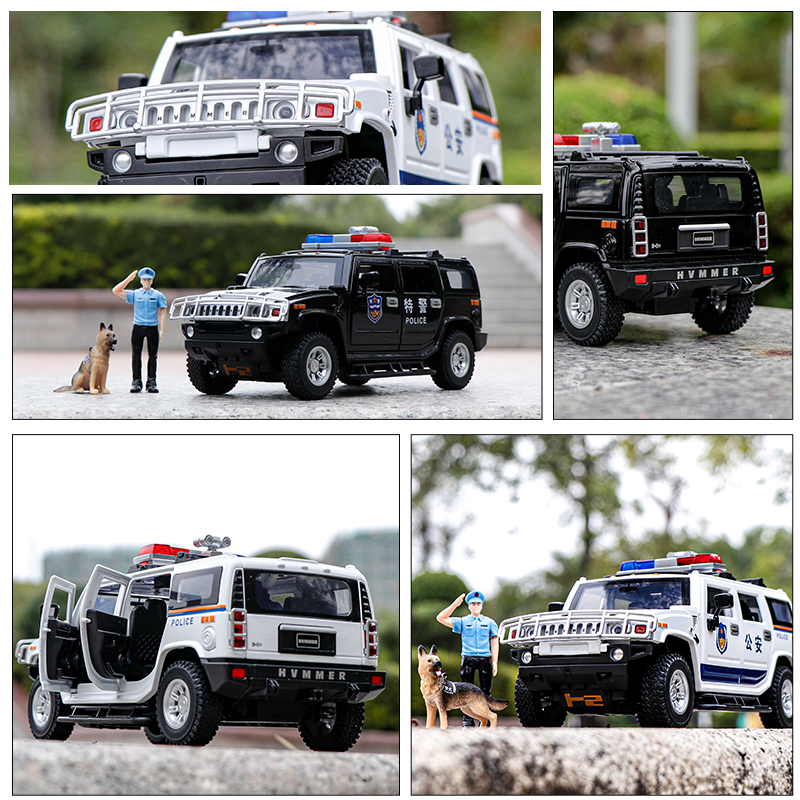 1:24大号悍马H2特警汽车模型110警察车摆件小男孩儿童合金玩具车-图1