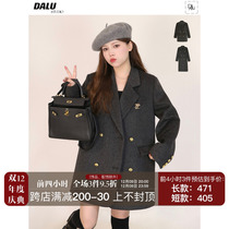 DALU 2023 autumn winter twill classic suit wool what about the Korean version of the fur coat female length