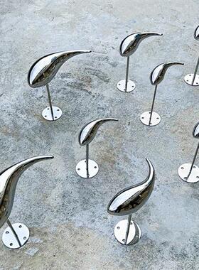 镜面不锈钢小鱼摆件售楼处庭院水池景观装饰群艺术品挂墙户外雕塑