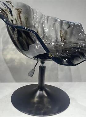 抽象透明树脂花瓣椅子吧台旋转凳子室内酒店客厅软装抽象雕塑摆件