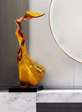 现代酒店别墅家居客厅电视柜抽象艺术摆件透明树脂雕塑桌面装饰品