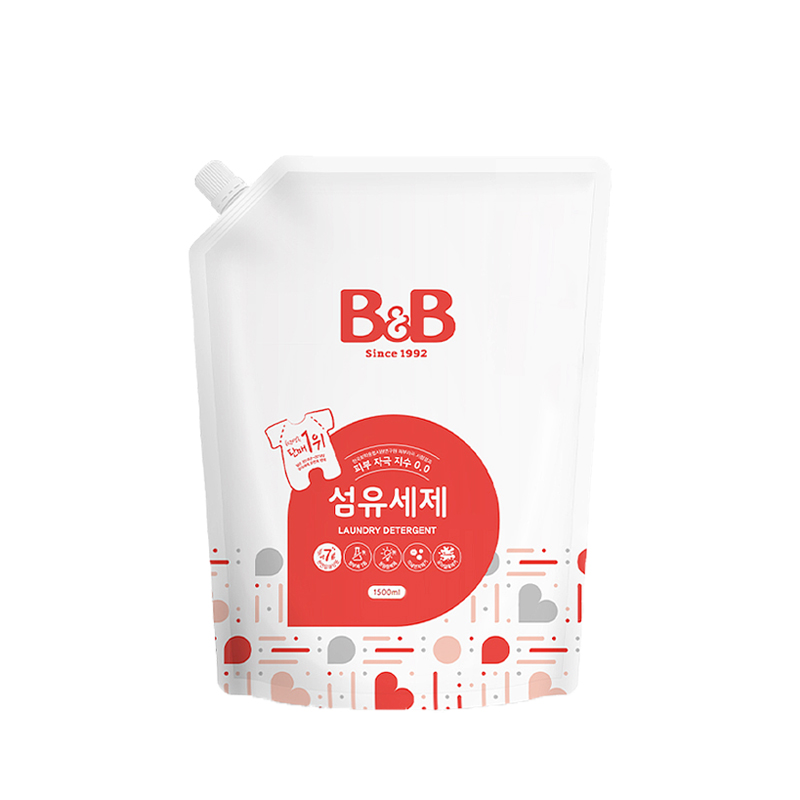 韩国进口保宁婴幼儿抗菌洗衣液1500ml香草香型纤维洗涤剂8袋