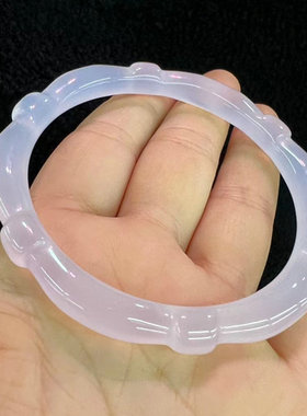 冰种玛瑙玉髓白竹节手镯现货