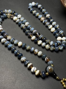 天然蓝玛瑙算盘珠项链女款