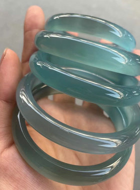 女款库里蓝玉髓手镯细厚款