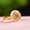 Vintage palace Hetian jade silver open ring