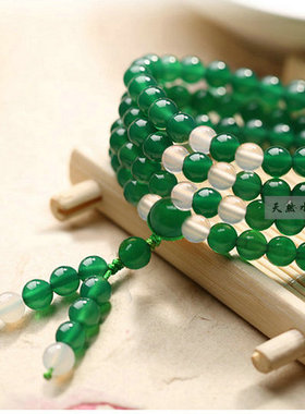 水晶玛瑙佛珠黑白多圈手串