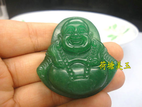 进口印度天然A货东陵石玉大肚佛吊坠玉坠女款弥勒佛挂件特价包邮 - 图2