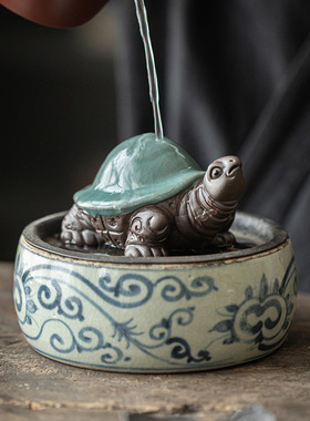创意哥窑小乌龟摆件创意茶室桌面