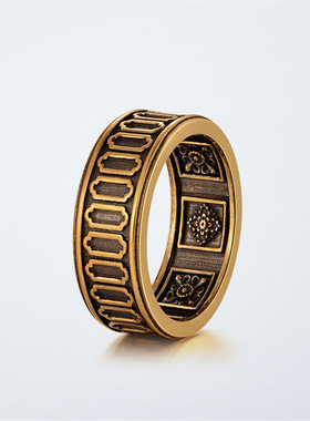 原创小众设计复古个性罗马黑金色男女开口戒指爆款
