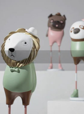 现代简约创意卡通高脚动物雕塑摆件样板间儿童房家居桌面软装