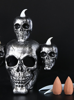 万圣节骷髅灯恐怖蜡烛灯出烟檀香