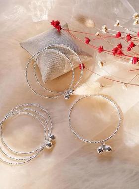 新款一步一响多圈铃铛手镯女镀银