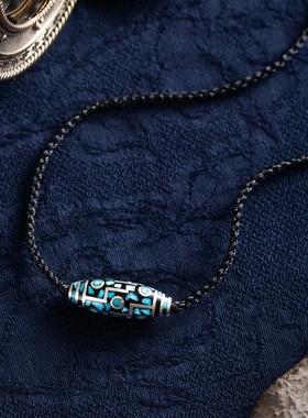 九眼天珠锁骨链项链轻奢小众男女饰品绿松情侣高级黑色编绳