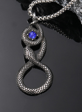 新款朋克风复古钛钢个性蛇之眼吊
