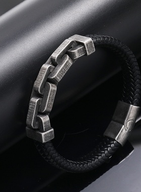 欧美跨境复古个性编织链条男士手