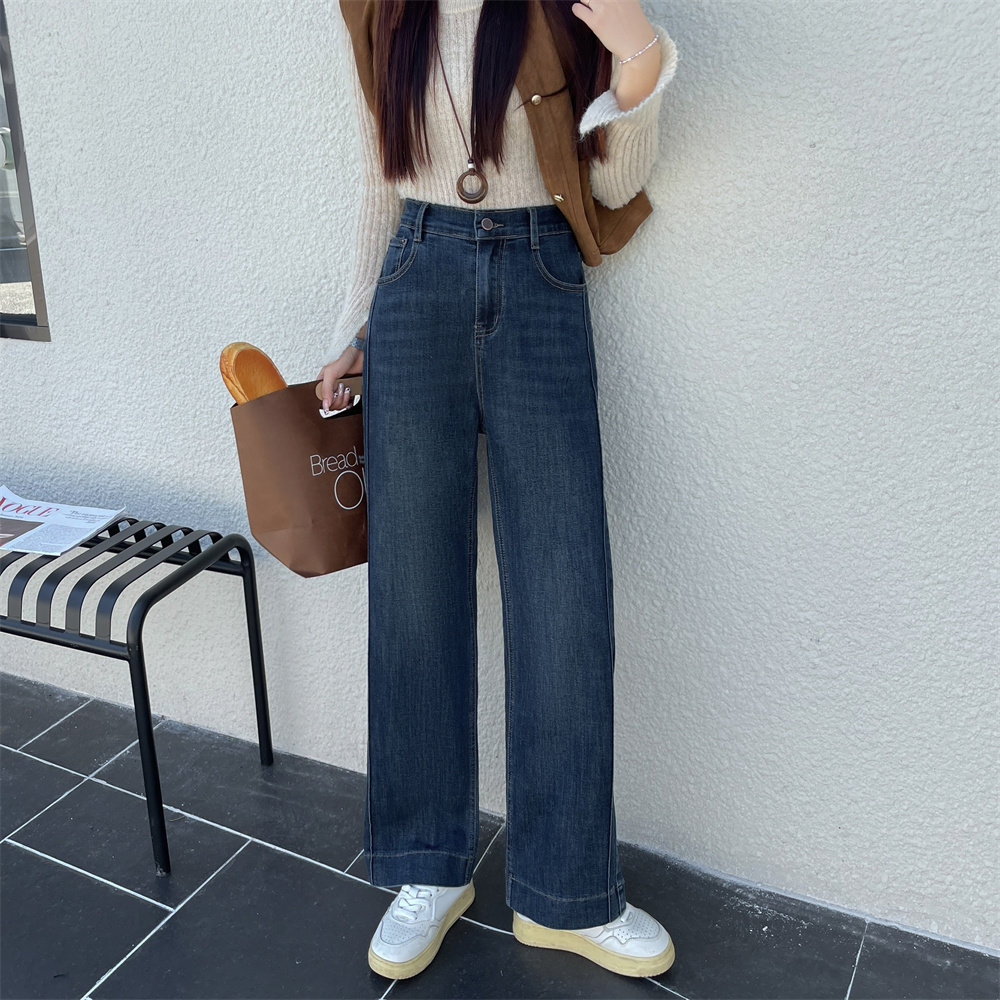大码女装显腿长胖mm秋款韩系高腰窄版显瘦百搭休闲直筒牛仔裤8658,淘宝优惠券,粉丝福利购,淘宝优惠卷