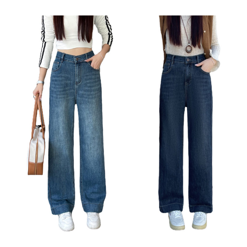 大码女装显腿长胖mm秋款韩系高腰窄版显瘦百搭休闲直筒牛仔裤8658,淘宝优惠券,粉丝福利购,淘宝优惠卷