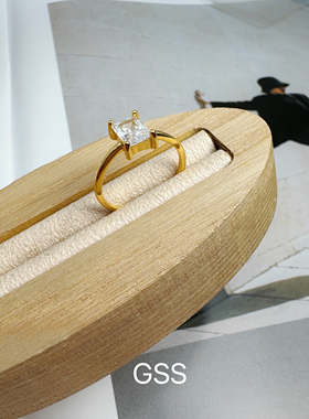 GSS｜外贸原单925银包18K金质感精致方形锆石戒指小方糖AAA锆石