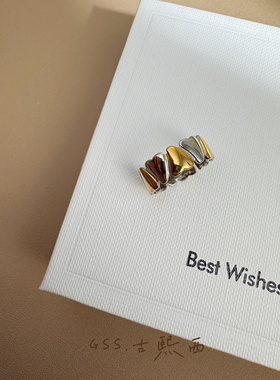 古熙西外饰｜撞色设计品牌原单925银时髦个性精致小巧戒指指环女