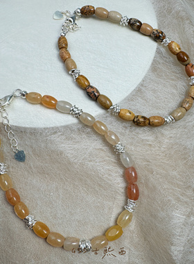 古熙西外饰｜潮牌原单925银米珠时髦个性精致手链ins博主题画石