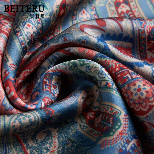 贝特如洋气妈妈连衣裙夏装新款V领短袖复古印花雪纺中长裙EL - 图2