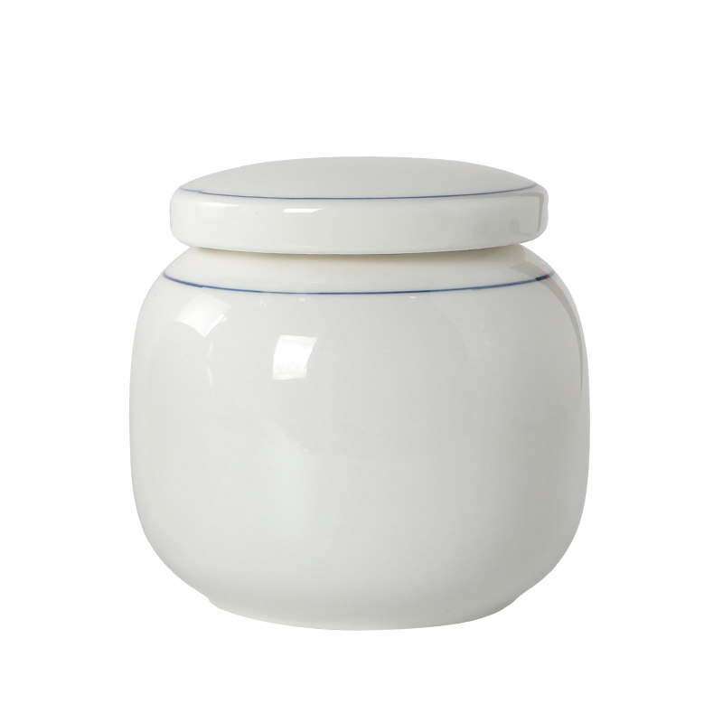 纯白描线白瓷胭脂粉底盒美妆乳液盒药膏香粉中小号螺旋密封不漏水,淘宝优惠券,粉丝福利购,淘宝优惠卷