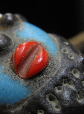 老琉璃有趣腓尼基面人古董珠饰