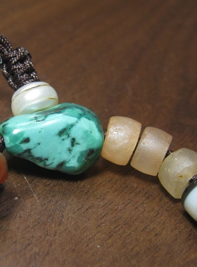 千年老白水晶药师绿松石手串