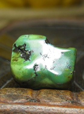 藏传老绿松石方珠10.5×13.5mm