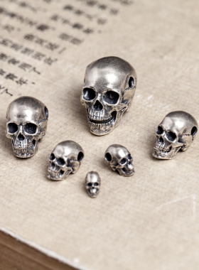 暗夜工场s925银哥特系列朋克复古骷髅头吊坠另类时尚项坠泰银批发