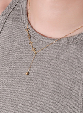 跨境欧美时尚ins小众设计高级感个性不锈钢镀18K金多层项链女批发