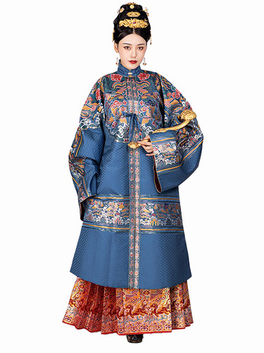 汉客丝路仿妆花织金凤穿牡丹纹云肩通袖圆领袍盖头霞帔明制汉服A - 图3