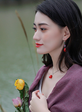 忆奴娇海棠s925银红色水滴项链