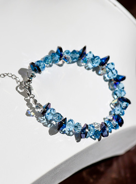 水晶手链女纯银韩版简