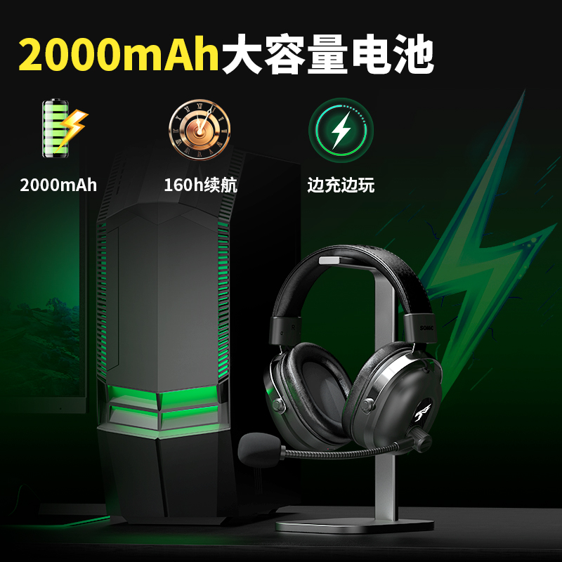 硕美科G936PRO+W赛事级无线四模游戏耳机头戴式2.4G蓝牙电竞耳麦 - 图3