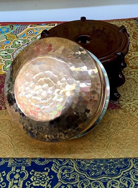 藏式纯铜手工珠点红铜黄铜白铜供水双层双色糖果糕点糌粑佛堂摆件