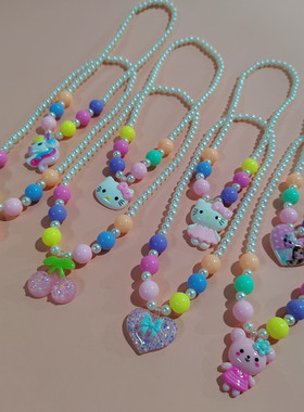 新款儿童手链幼儿园舞蹈礼物艾莎公主宝宝卡通串珠可爱项圈饰品