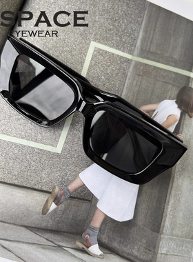 mspace防紫外线方框墨镜拼色复古