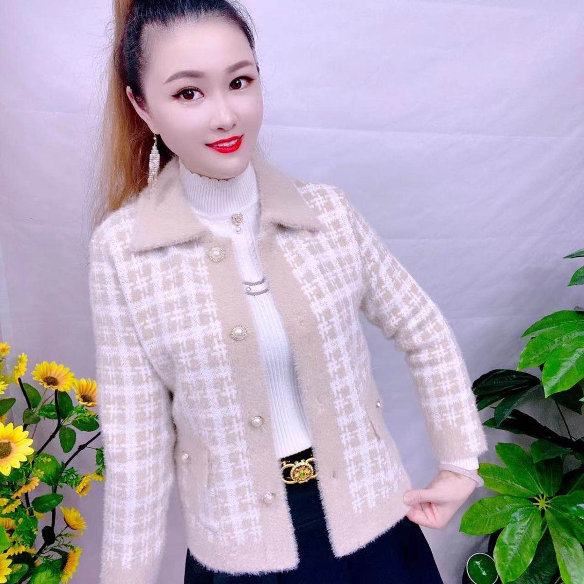 气质外套水貂绒2025加厚小香风秋冬新款洋气潮流开衫网红短款上衣 - 图0