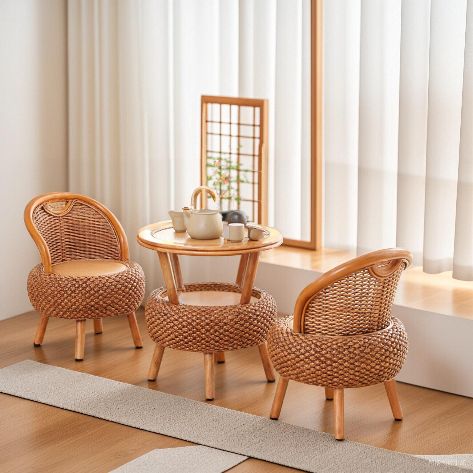 家用阳台藤椅单人靠背椅编织三件套懒人藤椅现代简约藤编小椅子,淘宝优惠券,粉丝福利购,淘宝优惠卷