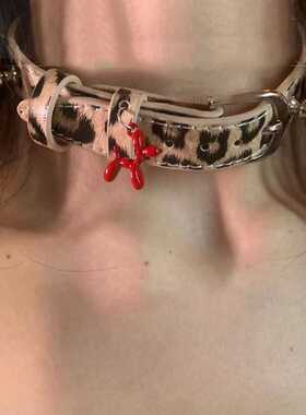 【奈德丽】豹纹choker颈链项圈女秋冬高级感辣妹锁骨链甜酷脖颈链