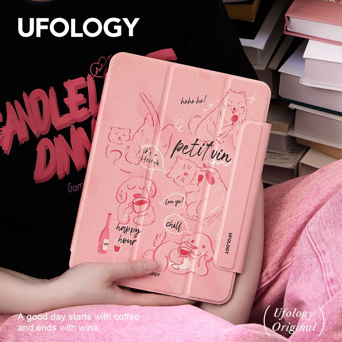 Ufology原创全包猫咪适用ipadpro2022保护套ipadair5平板壳ipad9粉air4磁吸ipad10插画mini6笔槽2021/2018 - 图1